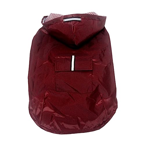 Happyyami Reflective Hooded Pet Dog Raincoat Puppy Poncho for Big Dogs Durable for Complete Coverage Rainy Weather Red