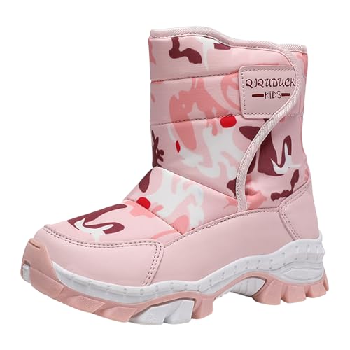 IWIHMIV Boys Girls Winter Walking Boots Kids Non Slip Cold Weather Warm Shoes Comfortable Outdoor Hiking Boots