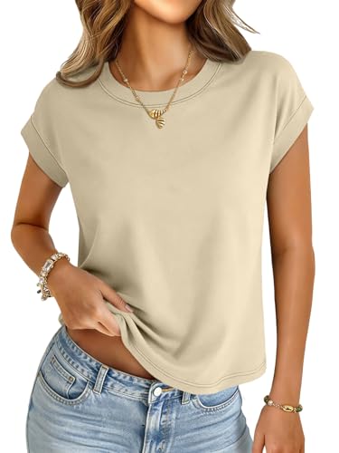 Image of UNCLECAT Womens Crop Tops Loose Fit Cap Short Sleeve Summer Tee