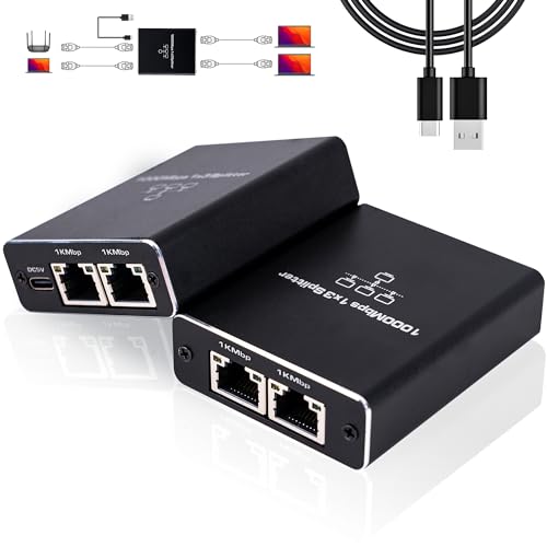 Image of LIEZHUA Upgrade Ethernet Splitter 1 to 3 High Speed 1000Mbps, LAN with USB Power Cable, RJ45 for Cat5 /5e /6 /7 /8 Cable Gigabit Internet [3 Devices Simultaneously Networking]