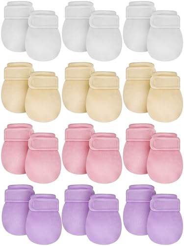 Image of Newcotte 12 Pairs Adjustable Preemie Baby Mittens No Scratch Newborn Cotton Breathable Gloves Warm Mitts for Boys Kids
