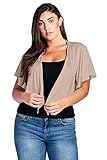 Modern Kiwi® Women's Plus Size Cascading Short Sleeve Bolero Cardigan