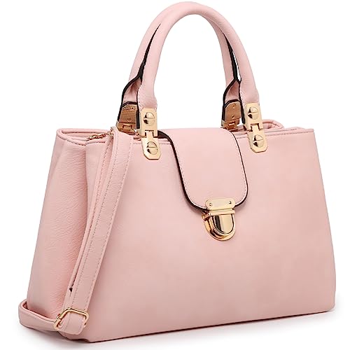 Dasein Women Satchel Handbags Top Handle Purse Medium Tote Bag Vegan Leather Shoulder Bag (Light...