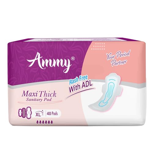 Image of Ammy Super Absorbent Maxi Thick Sanitary Pads - 40 Pcs XL for Medium Flow | Cottony Soft, Rash Free, Leak Lock with 6-Layer Shield & Active Flow Layer | Pack of 1