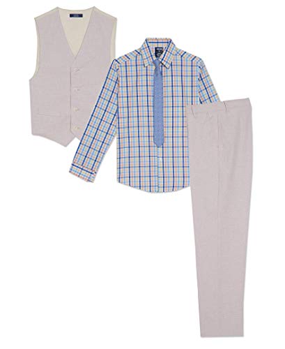 Image of IZOD Boys' 4-piece Formal Dress Up Suit Set, Vest, Pants, Collared Shirt, and Tie