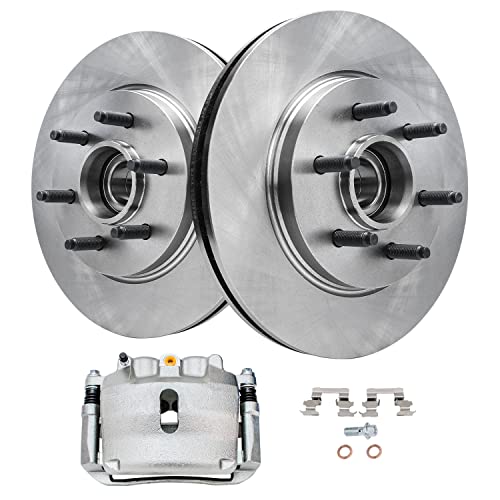 Image of Detroit Axle - RWD Front Brake Kit for 2004-2005 Ford F-150, Disc Brake | Rotors Brake Caliper w /Bracket Replacement 6 Lug Models with 12.99 inch inch Front Rotor Diameter