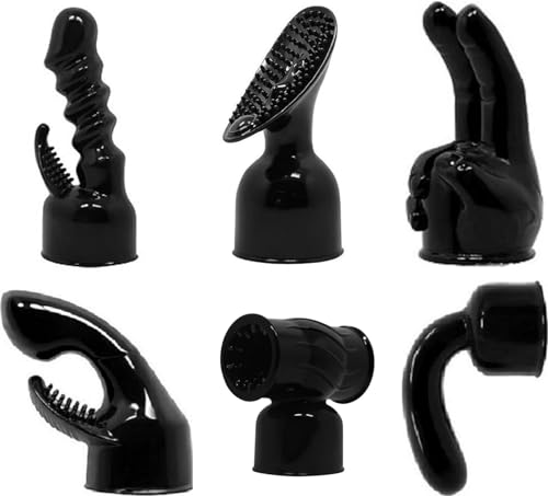 Fashionable and Trendy Magic Wand Attachment, Soft TPR Head Cover, Increases Quality of Life,1.77-inch Inner Diameter, Compatible with Hitachi (Black,6PCS)