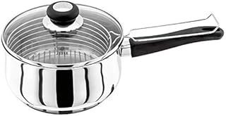 Judge Vista JJ03A Stainless Steel Small Saucepan 12cm 500ml, Shatterproof Vented Glass Lid, Induction Ready, Oven Safe, 25 Year Guarantee