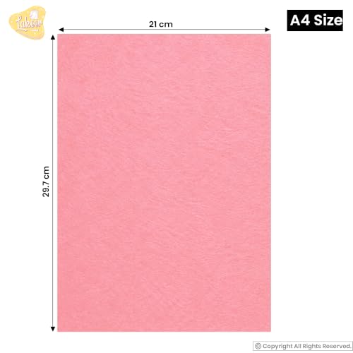 Image of Lakeer A4 Felt Sheets 29.7cm X 21cm Set 10 Baby Pink Colour 1mm Thickness for Kids School DIY Crafts Patchwork Embroidery Project.