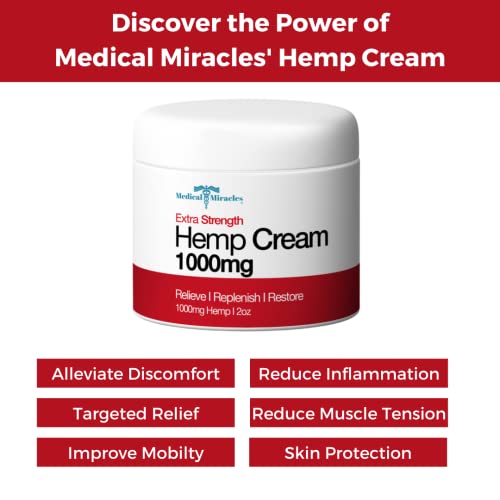 Medical Miracles Hemp Relief Cream Ideal for Inflammation, Arthritis