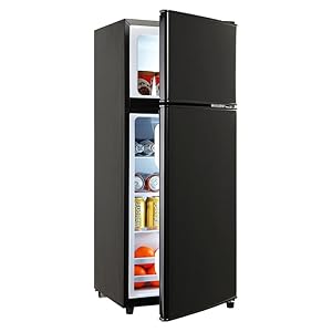 Compact Refrigerator, Double Door Mini Fridge, 7-LEVEL Refrigerator with Freezer, 3.5 Cu Ft, For Home, Office, Dorm, Garage or RV(Black)