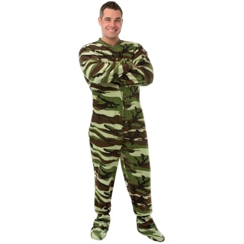 BIG FEET PAJAMA CO. Pijamas Footed Adulto Forro Micro-Polar de Camuflaje Cover
