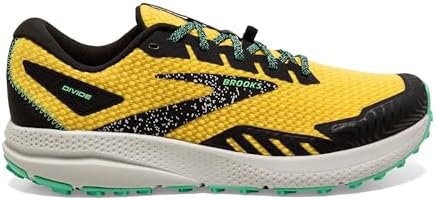 Brooks Men’s Divide 4 Trail Running Shoe - Lemon Chrome/Black/Spring Bud - 9.5 Medium | Image 1