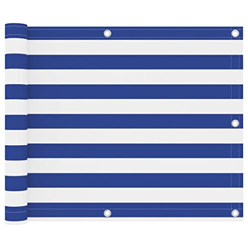 vidaXL Balkon Sichtschutz Bespannung Terrasse Windschutz Sonnenschutz Balkonbespannung Balkonverkleidung Weiß Blau 75x400cm Oxford-Gewebe