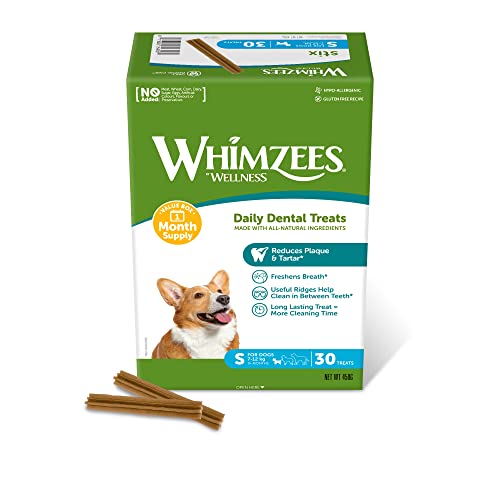 WHIMZEES Stix S, Fondo Mensile, 30 Pezzi – Taglia S, Snack per Cani di Piccola Taglia, Naturali & Senza Cereali, Vegetariane, Senza Zuccheri Aggiunti