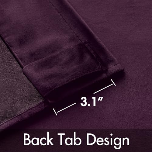 Image of MIULEE Dark Purple Velvet Curtains 52x84 inches Luxury Blackout Curtains | Thermal Insulated, Super Soft Window Drapes for Bedroom Living Room, Rod Pocket & Back Tab