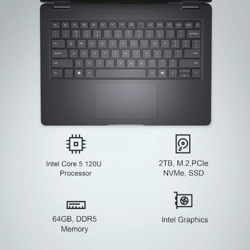 Image of Dell Pro 14 PC14250 Laptop, 14 inch FHD+, Intel Core 5 120U, 64GB DDR5, 2TB SSD | Next Gen Latitude 5450, Business Laptop, Anti-Glare, >Ultra 5 125U, Thunderbolt 4, 1080p IR Webcam, RJ45, Backlit, Win 11 Pro