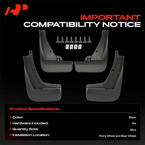 Image of A-Premium Mud Flaps Compatible with Volkswagen | for Volkswagen Tiguan 2019-2023, No Drilling Required Mud Guards with Hardware Accessories, Set of 4 Front and Rear