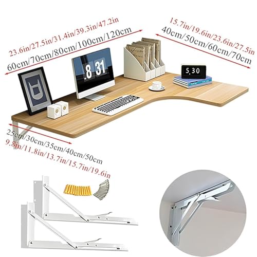 Bureau pliable moderne fixation murale convertible compact noir 80 cm de large - 3