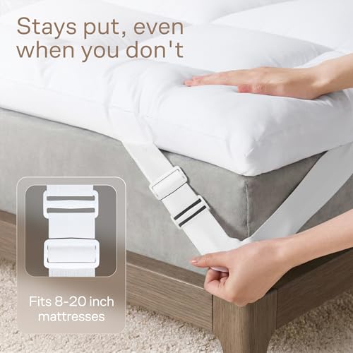 Image of Niagara Sleep Solution Polyester Mattress Pad Topper Twin 39x75 Inches Quilted Plush Down Alternative Pillow Top Fitted Skirt Protector Reviver Enhancer Deep Pocket Fits 8-20 , 21 Inch White Bed Cover