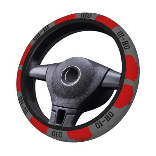 YXYKEI Ohio State Gray Universal 15 inch Car Steering Wheel Cover - Durable Polyester, Anti-Slip, Sunburn & Scratch Protection, Universal Fit for Cars, SUVs, Vans, Trucks