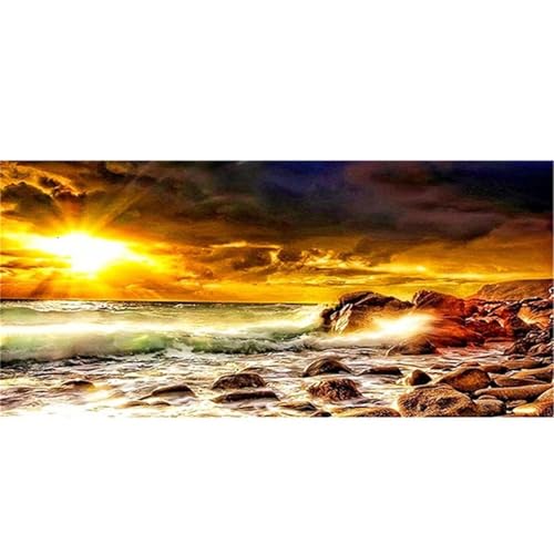 Peinture diamant anti-stress Sunset Beach | Kit complet 70x140cm salon