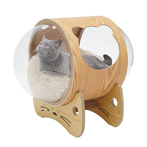 fvscgjmwp Cat Wooden Modern Pet Bed House Spaceship Space Capsule