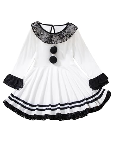 Disfraz de payaso niña vestido negro de encaje Halloween miniatura 1