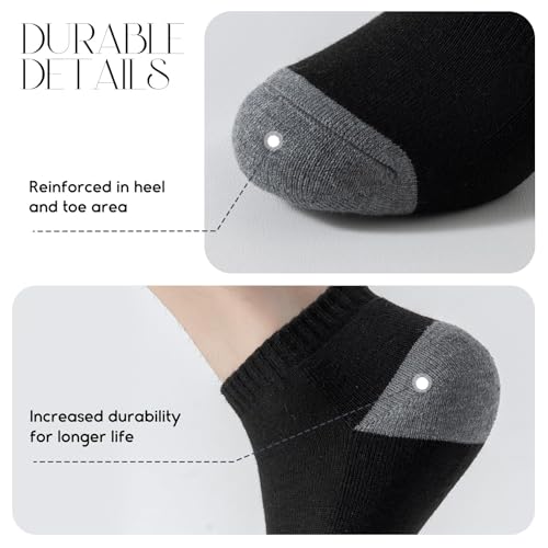 6 Pairs Low Cut Running Socks, Cushioned Athletic Socks with Arch Support, Reinforced Head & Heel for Durability4