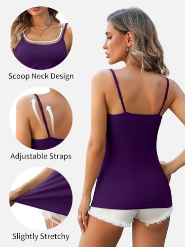 Image of V FOR CITY Unpadded Tank Top for Women with Shelf Bra Cotton Camis 3 Pack