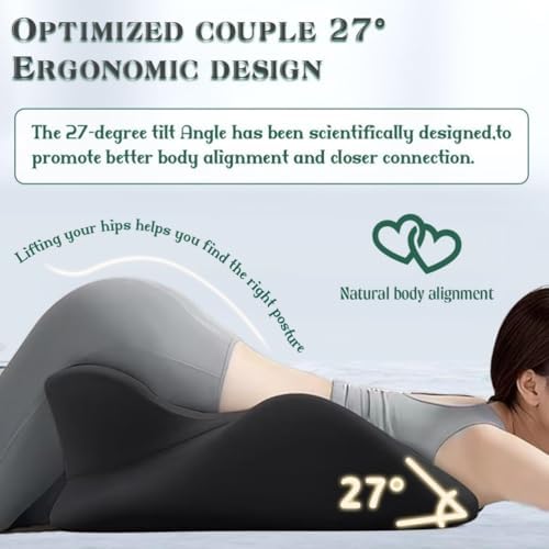 Couples Pillow - 27° Chiromonk for Comfort & Intimacy | Includes Earplugs & Eye Mask, Elevates All Postures