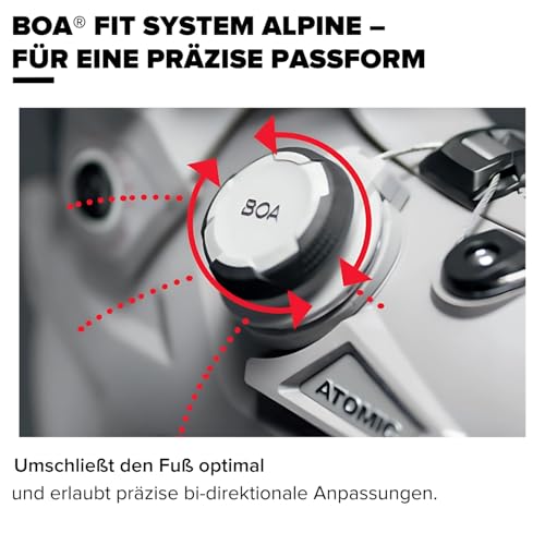 ATOMIC HAWX Prime 100 BOA Skischuhe in Schwarz/Rot - Größe 45/46 - Mittelbreite Ski-Boots mit 100 mm Passform & 100er-Flex - Hochwertige Ski-Schuhe mit präzisem BOA® Fit System