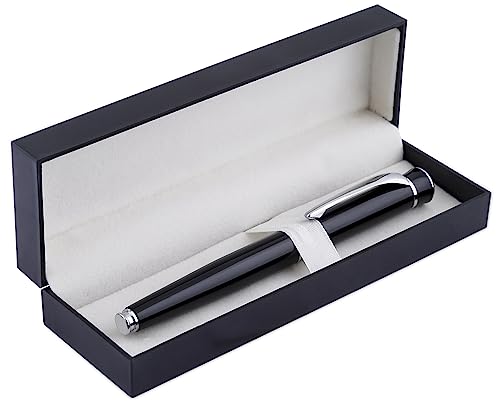 Image of amazon basics Ballpoint Pen with Case for Office, Home and Gifting (Black Body, Blue Ink)