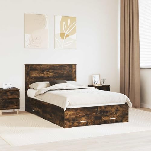 Tonture Moderno marco de cama con cajones, cabecero de madera, 90 – 100 cm, resistente cama de plataforma, espacio de almacenamiento para dormitorio