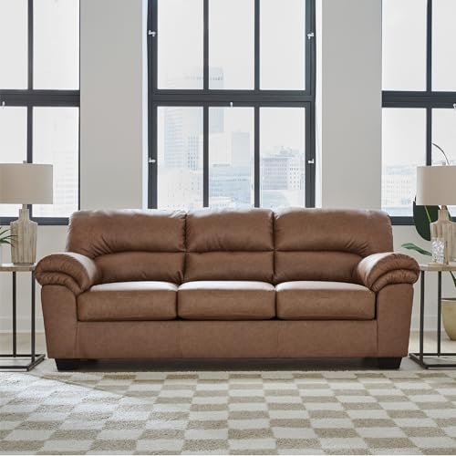 Image of Signature Design by Ashley Caramel Faux Leather Sofa, No Assembly Required