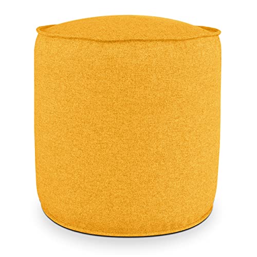 DESHOME - Puff reposapiés redondo Ø 50 cm relleno desenfundable para interior y exterior: Puff diseño para sofá sala de estar, dormitorio, puff reposapiés, puff salón Light puf (amarillo solar)