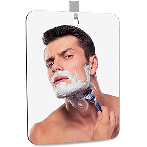 Rasierspiegel Duschspiegel Reise Spiegel Dusche Rasieren Spiegel für Dusche Campingspiegel Kinderspiegel Bad hängespiegel Klein Rahmenlos Spiegel 28cm×19cm, inkl. 1 Klebehaken Cover