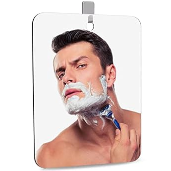 Foto di Specchio da Doccia con Ventosa Specchio Doccia per Radersi Specchio Plastica Infrangibile Con Adesivo Specchi da Campeggio da Viaggio Trucco senza cornice Bagno Specchietto da Barba (17x13cm)
