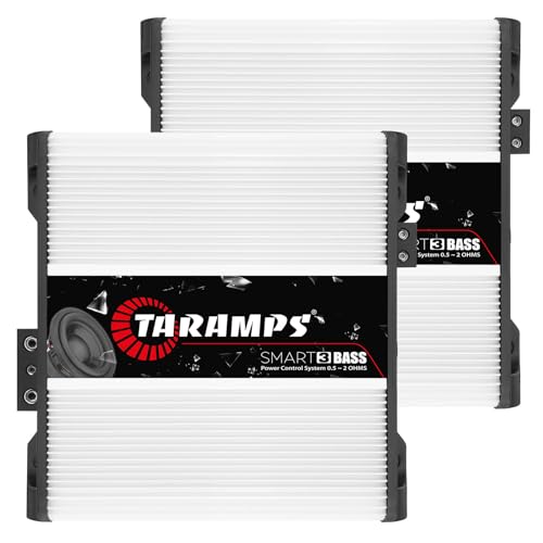 Taramps Smart 3 Bass Monoblock Amplifier 3000 Watts Rms Multi-Impedance 0.5~2 Ohms, Great for Subwoofers 1 Channel Car Audio Class D, Bundle, 2-Pack