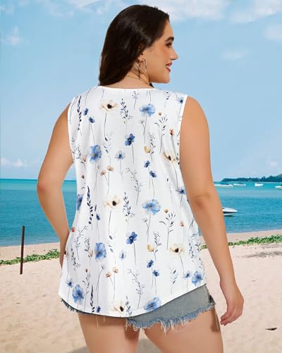 Image of Women Plus Size Tank Top Casual Summer Tops Loose Fit Sleeveless T Shirts Trendy Crewneck Tunic Tees 2026