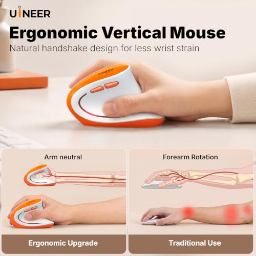 Uineer Ergonomic Vertical Mouse Tri Mode Wireless Rechargeable 4 DPI - image 3