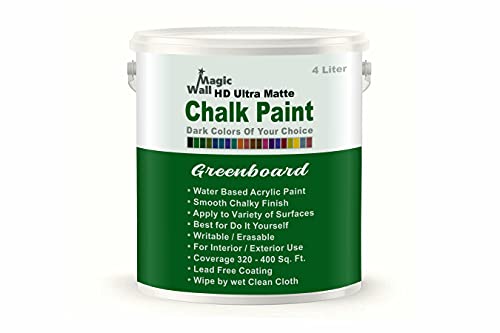 Image of Chalk Paint Dark Colors | 4 Liter - Matt Finish | Water Base Acrylic Paint | Coverage : 320 to 400 Sq. Ft. | Apply on Surfaces Like Walls, Boards, Furniture & Home Decor Products. (Greenboard)