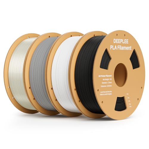 DEEPLEE PLA Filament 1.75mm Black/White/Gray/Translucent 4kg Bundle