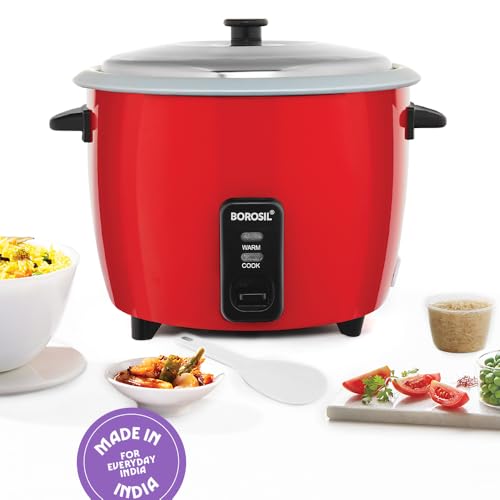 Image of Borosil Pronto Electric Rice Cooker | Keep Warm Feature with Indicator Display, Anti Skid Rubber Feet | Cook & Boil Noodles, Rice, Upma, Idli, Dhokla | 2 Years Warranty (Pronto 1L)