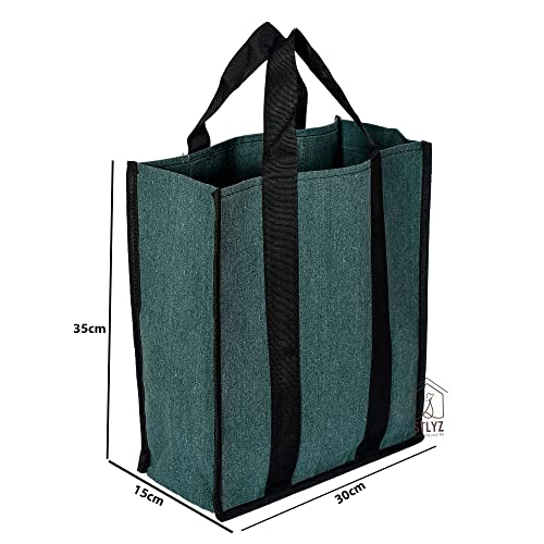 Image of Small Heavy Duty Canvas Grocery Bag (Thela) | Reusable Shopping Tote Bag for Vegetables, Groceries & Lunch Carry | Durable Cloth Market Bag with Strong Handles, Daily Use| 12 x 5.5 x 14.5 Inches