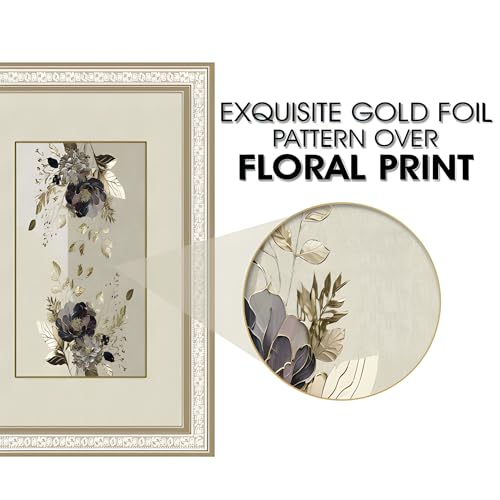 Image of Cloth Fusion Velvet Floral Dining Table Cover Cloth 6 Seater with Stunning Gold Foil Design for Home Decor (60x90 Inch, Beige)