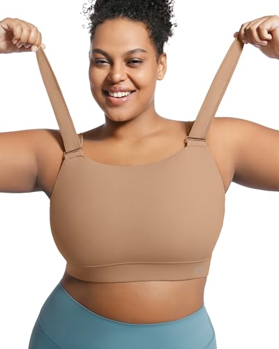 Image of Women's Sports Bra Wirefree Adjustable Medium-High Support Everyday Wear for Large Bust Plus Size with Removable Pads