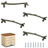 Tree Twig Drawer Knobs Vintage Dresser Door Knobs Zinc Alloy Pulls for Furniture Cabinets Cupboard Closet Handles Pull Knob 4 Pcs (Bronze, 96mm)