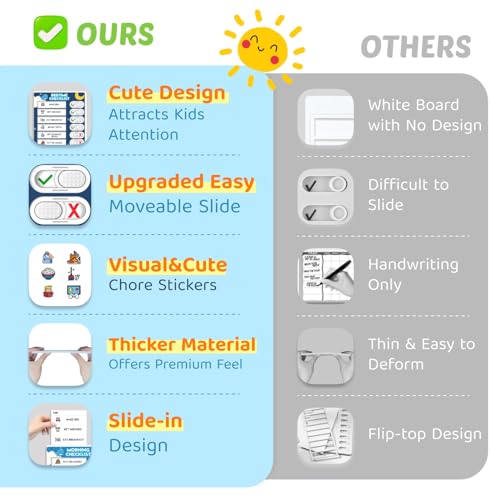 Image of 2 in 1 Upgraded Slider Morning /Bedtime Routine Chart for Kids Toddlers - Magnetic Kids Chore Chart for 2 Kids, Dry Erase Chore Chart for Kids, Visual Schedule for Kids with Cute Chore Stickers