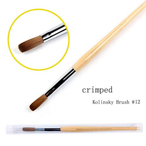 BQAN Kolinsky Acrylic Crimped Nail Brush #10 - Professional Pure Sable Hair Wooden Handle Crimped brush for Manicure Powder